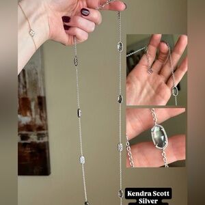 Kendra Scott Elisa Station Necklace in silver. Features multiple bezel-set oval